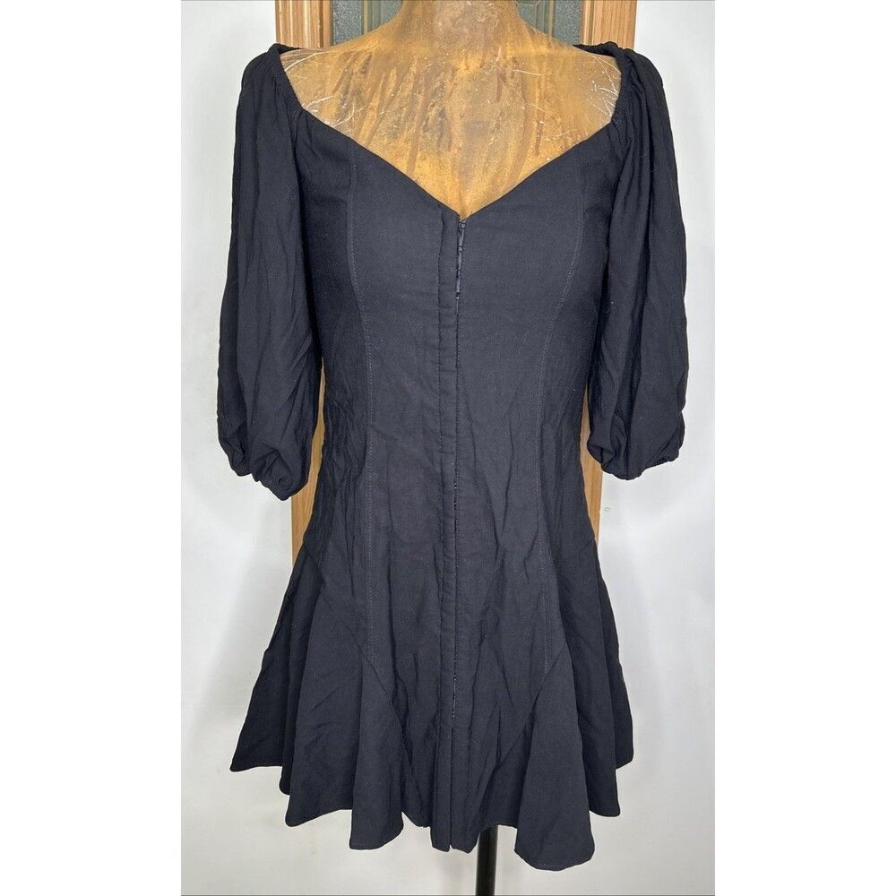 Zara Black Fit and Flare Mini Dress Women’s Small Hook and Eye Y2K LBD